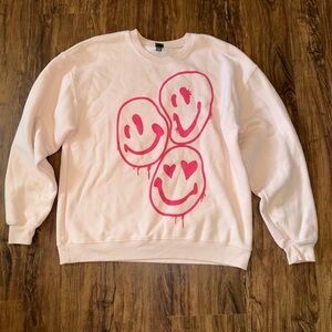 Wild Fable Light Pink Smiley Sweatshirt -medium
